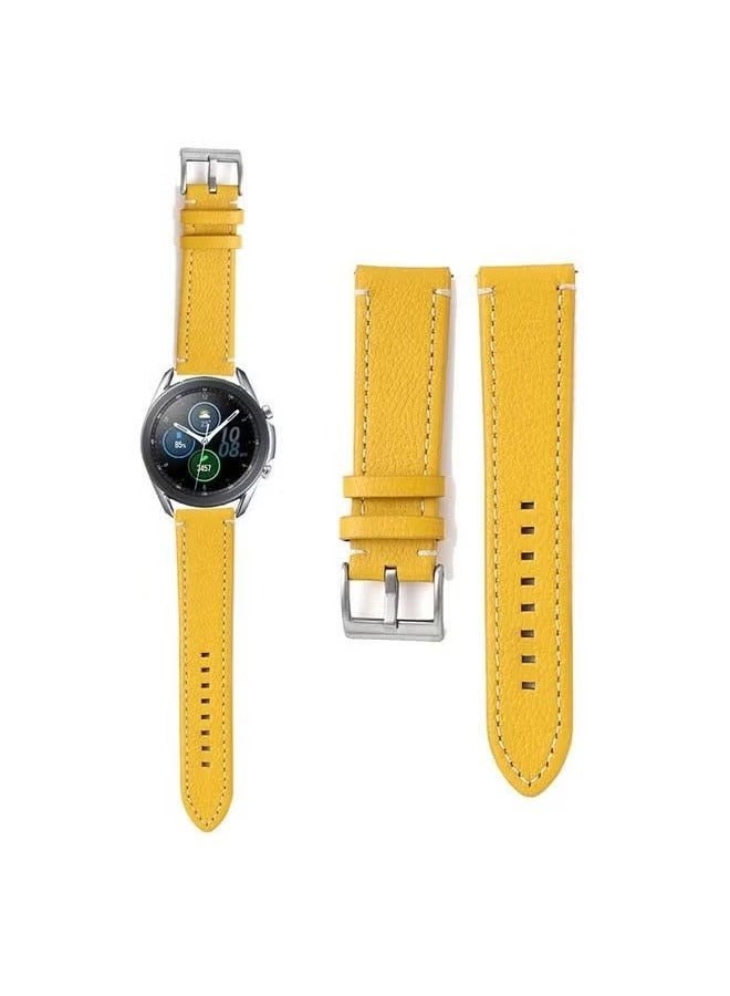 vesus Genuine Leather Replacement Band for Samsung Galaxy Watch3 45mm Yellow