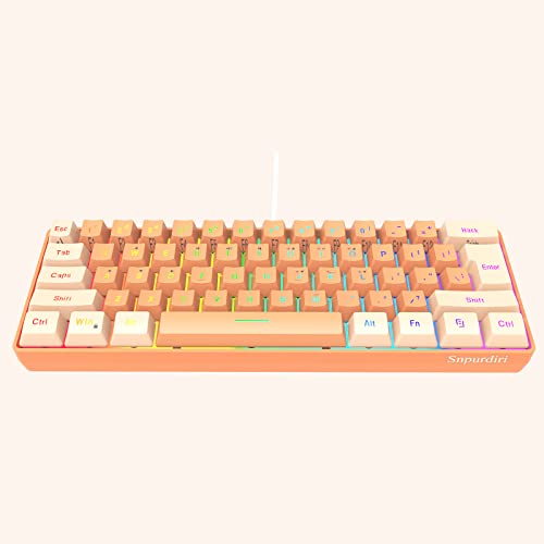 Snpurdiri 60% Wired Gaming Keyboard, RGB Backlit Ultra-Compact Mini Gaming Keyboard for PC/Mac Gamer, Typist, Travel (Cream and Orange) - Image 1