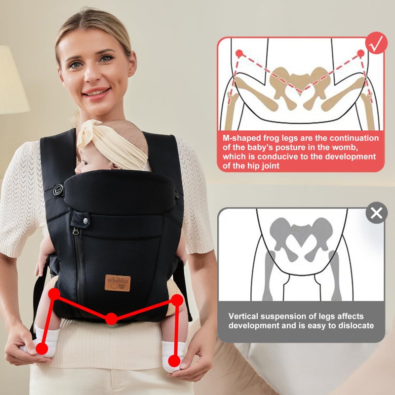 Vrbabies New Upgrade Ergonomic Baby Carrier Newborn Toddler Wrap Carrier Hands Free Baby Sitting Support Sling Breathable Perfect For Infants/Chest Sling For Babies Shower Gift (Black) - Image 3