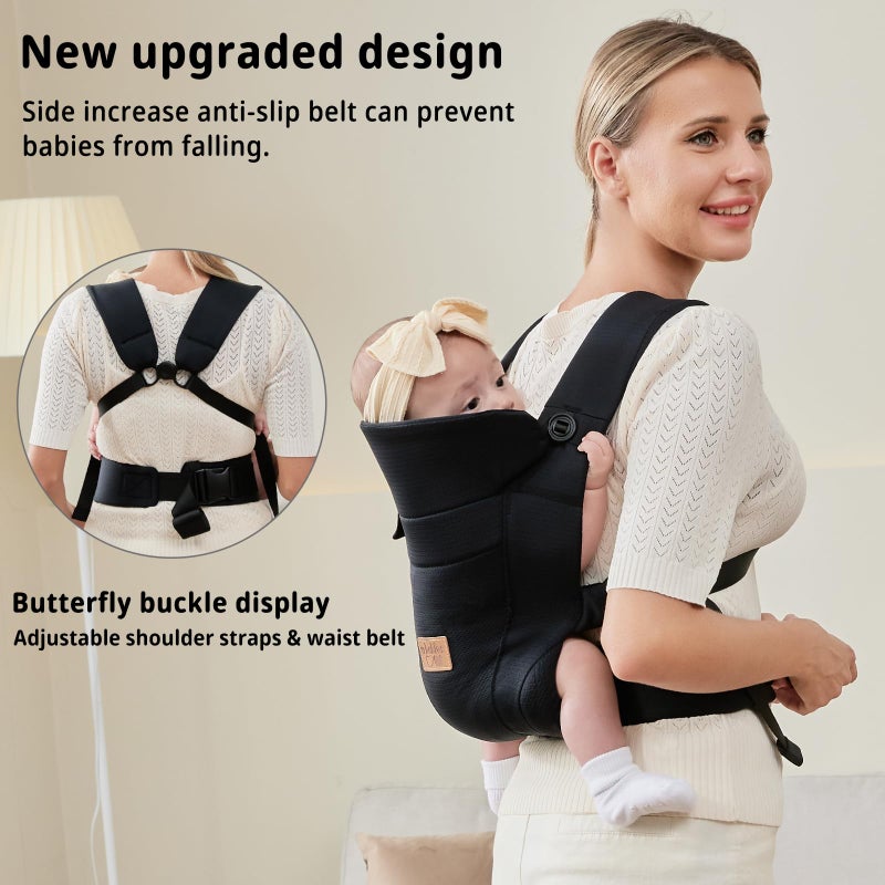 Vrbabies New Upgrade Ergonomic Baby Carrier Newborn Toddler Wrap Carrier Hands Free Baby Sitting Support Sling Breathable Perfect For Infants/Chest Sling For Babies Shower Gift (Black) - Image 5