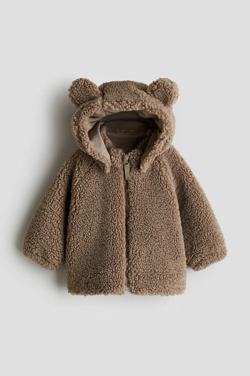 H&M Hooded pile jacket