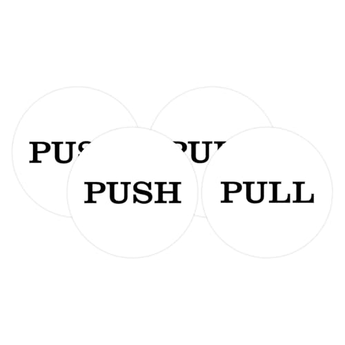 All Quality 2" Round Push Pull Door Signs (White) - 2 Sets (4pcs) - Image 1