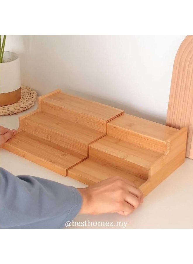 Expandable Bamboo Spice Rack Organizer - Image 3