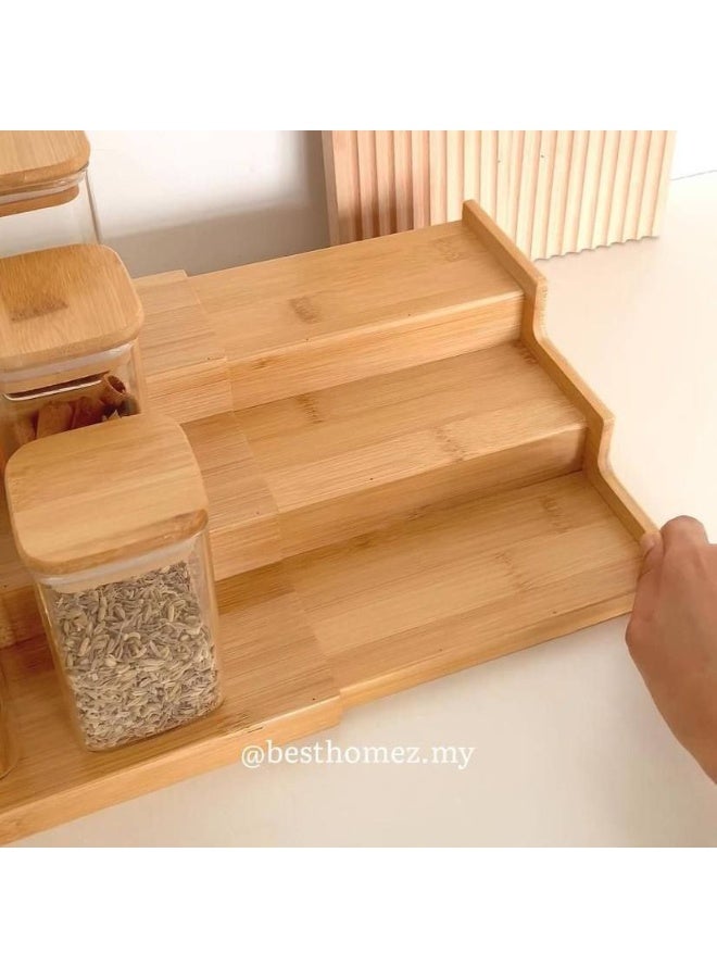 Expandable Bamboo Spice Rack Organizer - Image 4