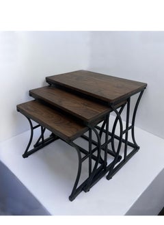 Living Set of 3 Nesting Coffee Table With Metal Legs for Living Room L,60*40*50, M,55*35*45, S,48*34*40 CM 