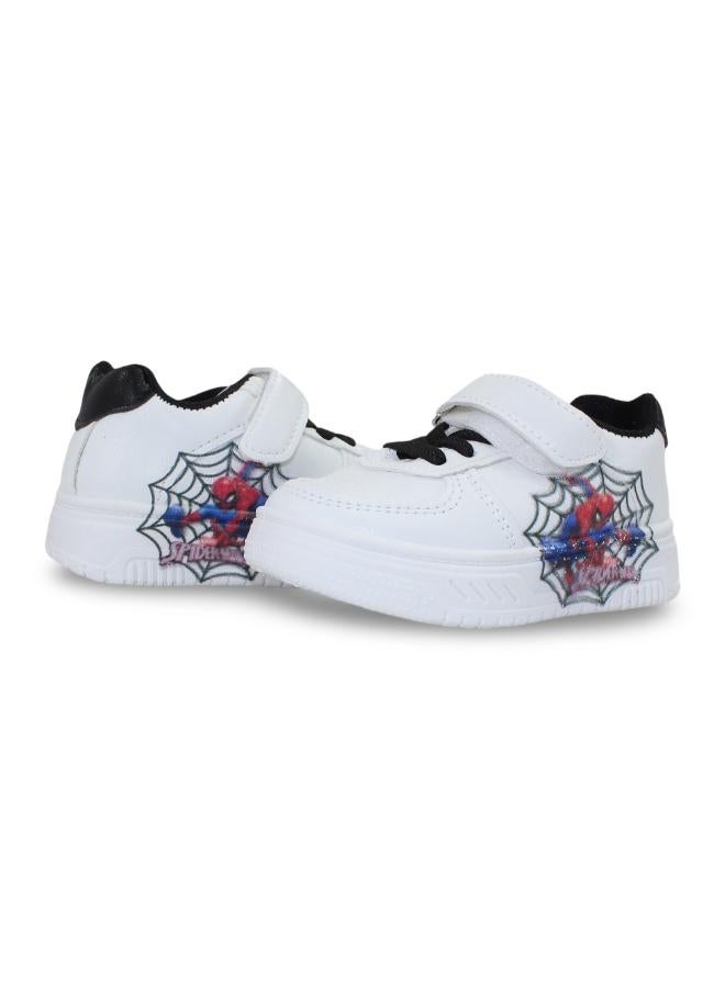 Baby Boys Leather Sneakers – Black with Spider-Man Design - Image 2