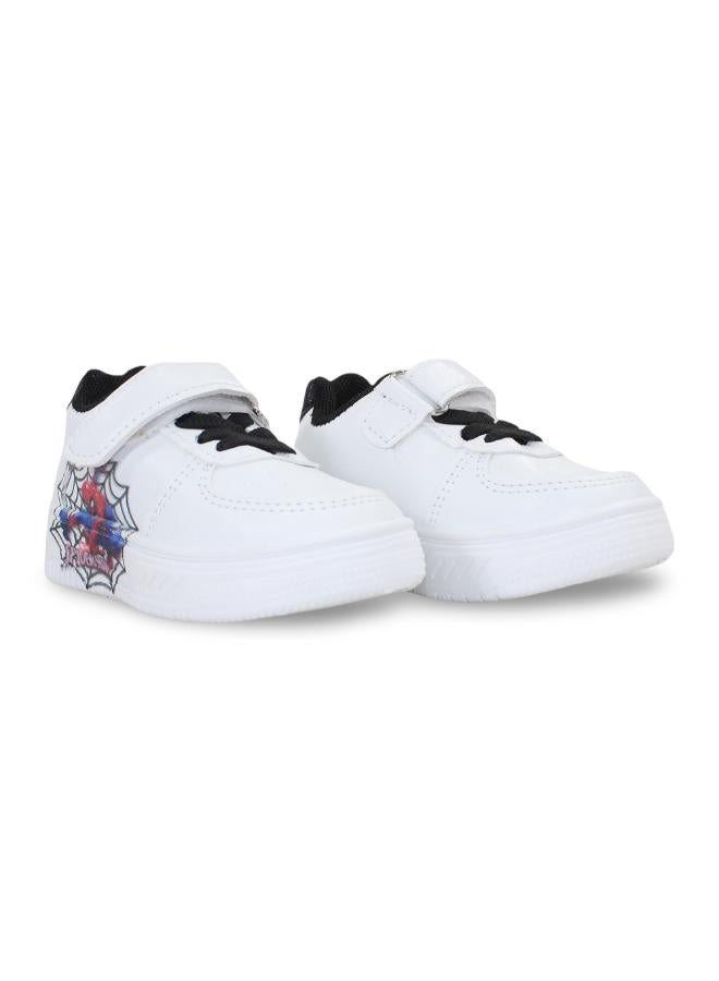 Baby Boys Leather Sneakers – Black with Spider-Man Design - Image 1