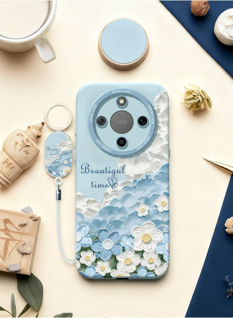 إكس ليفيل جراب هاتف Honor X9d، غطاء حماية مطبوع لطيف، غطاء هاتف نحيف مقاوم للصدمات، مضاد للأصفر والخدش، مع حزام هاتف (أزرق) - Image 5