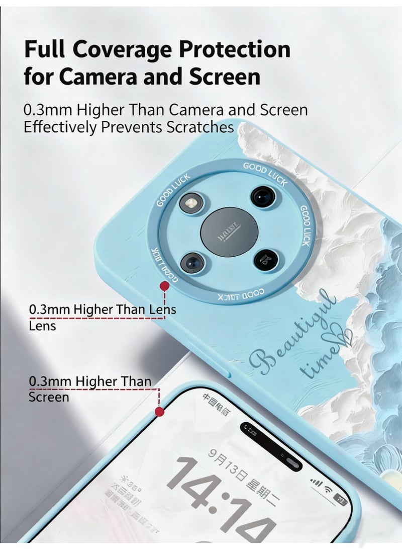 إكس ليفيل جراب هاتف Honor X9d، غطاء حماية مطبوع لطيف، غطاء هاتف نحيف مقاوم للصدمات، مضاد للأصفر والخدش، مع حزام هاتف (أزرق) - Image 4