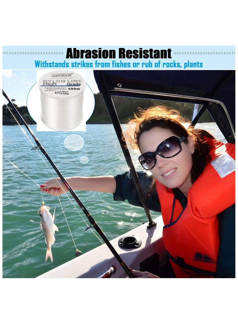 NYLON LINE Nylon String Fishing Line Cord Clear Fluorocarbon Strong Monofilament Wire Flexible Wear-resistant Super Pulling Force Cut for Hanging Decorations Beading Crafts Kite 500M Nylon String - Image 5