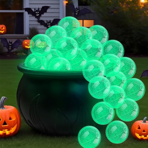 Yinder 24 Pcs Glow in the Dark Inflatable Balls Confetti Glitters Light up Beach Balls Blow up Pool Floating for Neon Halloween Party Games Pool Garden Decorations Outdoor - Image 1