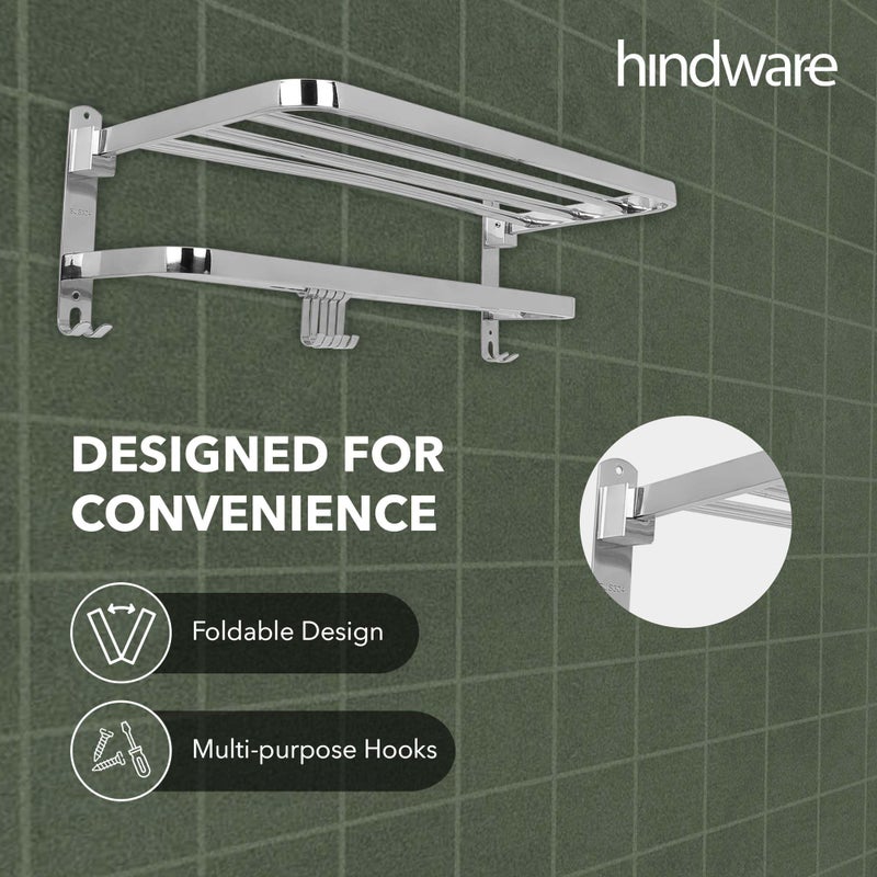 Hindware Bathroom Accessories-Stainless Steel 304 Grade Folding Towel Rack for Bathroom - Image 4