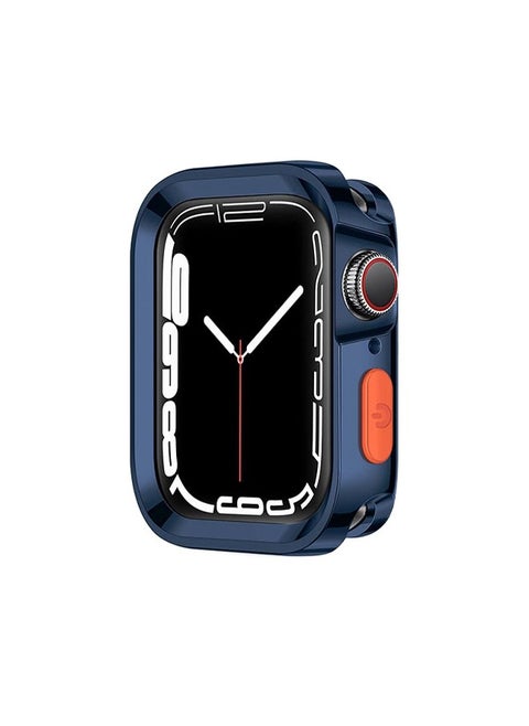 Plating Rugged Case Compatible with Apple Watch Case Series 9/8/7 45mm Series 6/SE/5/4 44mm Soft TPU Shockproof Bumper Drop Proof Protective Cover Anti-Drop and Anti-Scratch for iWatch (Blue)