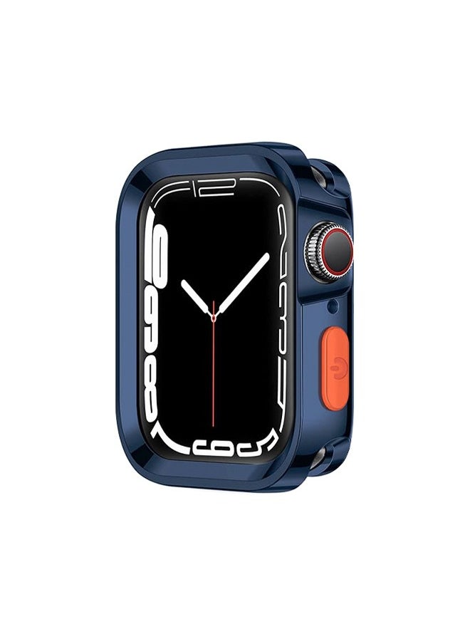 Plating Rugged Case Compatible with Apple Watch Case Series 9/8/7 45mm Series 6/SE/5/4 44mm Soft TPU Shockproof Bumper Drop Proof Protective Cover Anti-Drop and Anti-Scratch for iWatch (Blue)