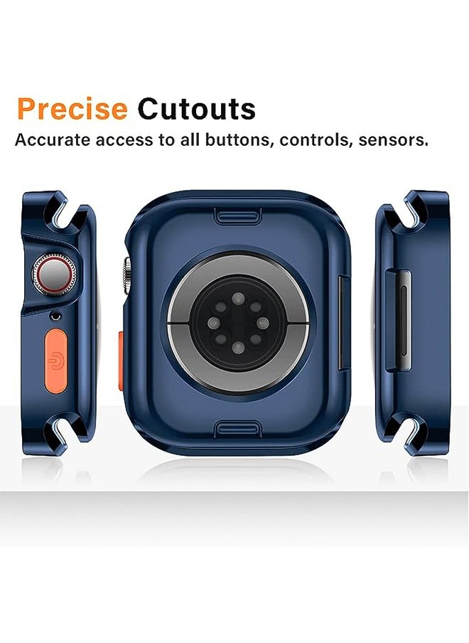Plating Rugged Case Compatible with Apple Watch Case Series 9/8/7 45mm Series 6/SE/5/4 44mm Soft TPU Shockproof Bumper Drop Proof Protective Cover Anti-Drop and Anti-Scratch for iWatch (Blue)
