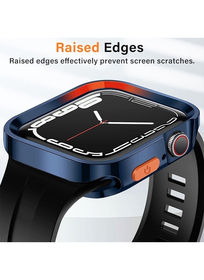 Plating Rugged Case Compatible with Apple Watch Case Series 9/8/7 45mm Series 6/SE/5/4 44mm Soft TPU Shockproof Bumper Drop Proof Protective Cover Anti-Drop and Anti-Scratch for iWatch (Blue)