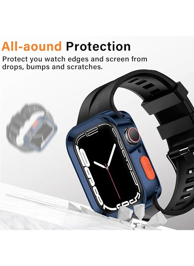 Plating Rugged Case Compatible with Apple Watch Case Series 9/8/7 45mm Series 6/SE/5/4 44mm Soft TPU Shockproof Bumper Drop Proof Protective Cover Anti-Drop and Anti-Scratch for iWatch (Blue)