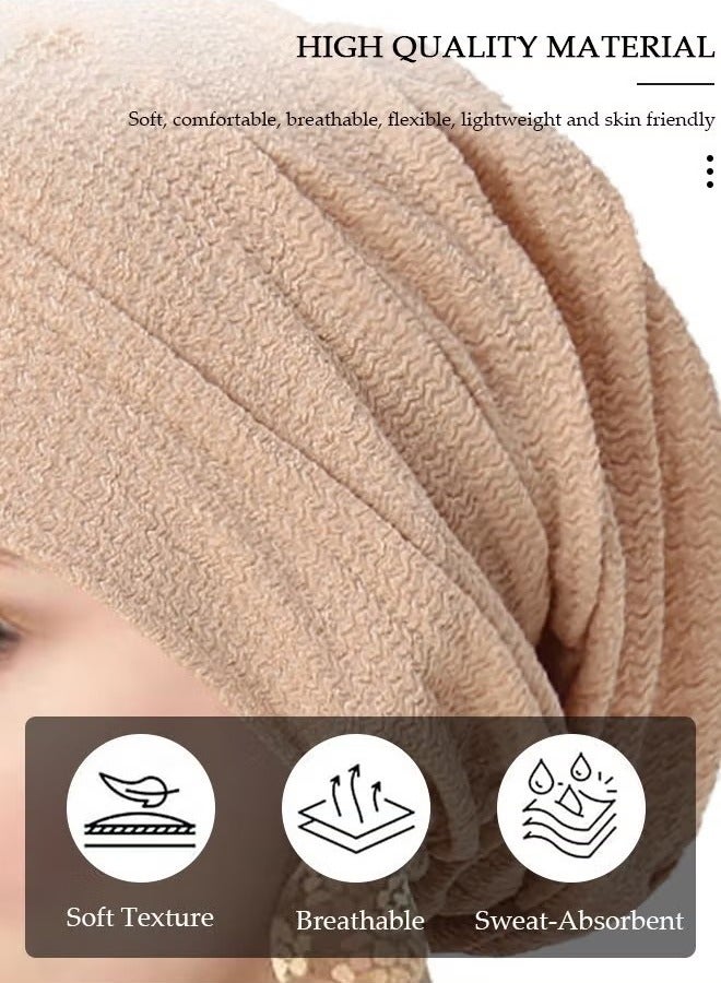 Women Under Scarf Hijab Cap Beanie Hat Headband Islamic Hijab Hat Turban Muslim Inner Hijab Scarf Bottom Cap Soft Knit Cap Tube Cap for Women Girls - Image 2