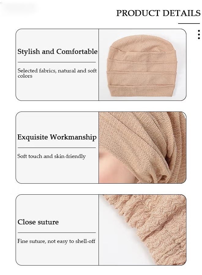 Women Under Scarf Hijab Cap Beanie Hat Headband Islamic Hijab Hat Turban Muslim Inner Hijab Scarf Bottom Cap Soft Knit Cap Tube Cap for Women Girls - Image 3