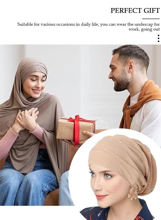 Women Under Scarf Hijab Cap Beanie Hat Headband Islamic Hijab Hat Turban Muslim Inner Hijab Scarf Bottom Cap Soft Knit Cap Tube Cap for Women Girls - Image 4