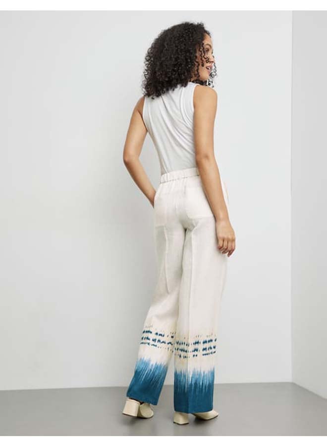 GERRY WEBER Linen trousers with a patterned hem  - Image 4
