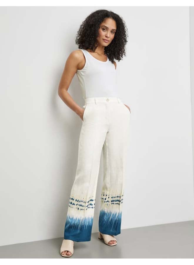 GERRY WEBER Linen trousers with a patterned hem  - Image 2