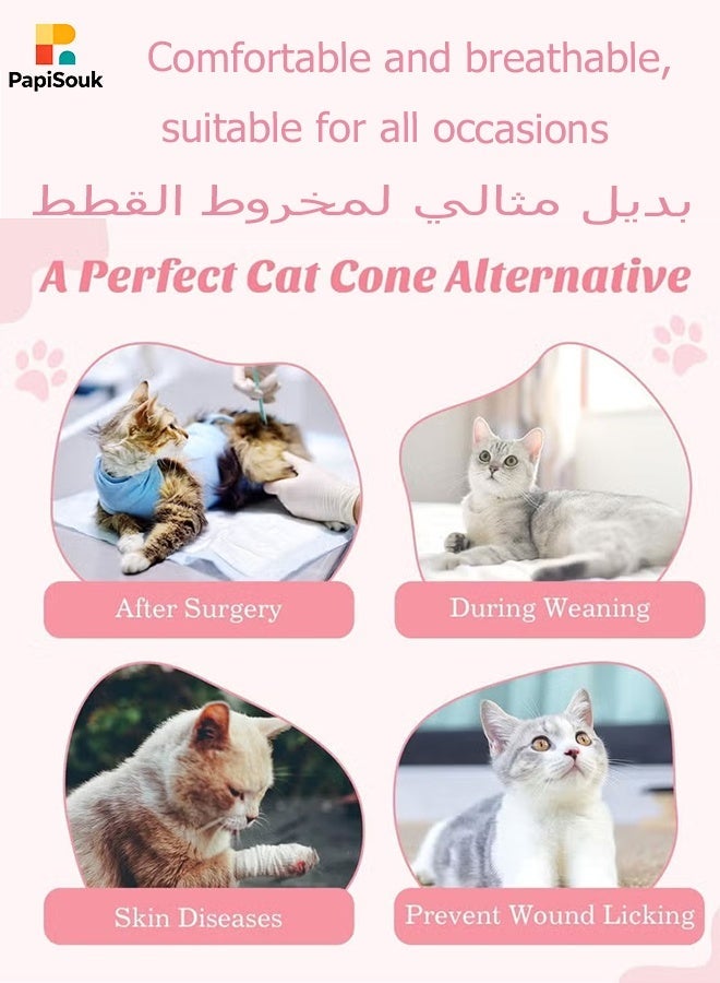 PapiSouk Cat Surgery Recovery Suit for Female Cat Breathable Surgical Recovery Shirt After Surgery Wear Anti Licking Wounds E-Collar Alternative for Female Cats Kitten M Pink - Image 4