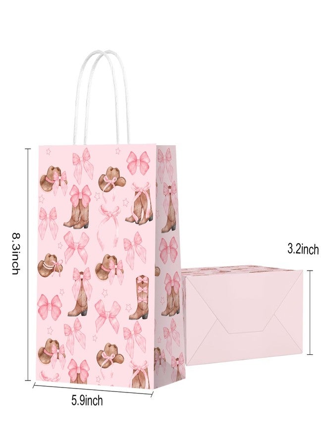 KERINGO 16 PCS Western Cowgirl Paper Bags Pink Bow Cowgirl Boot Hat Gift Bag with Handle Coquette Candy Goodie Treat Bag for Grocery Shopping Bags for Birthday Party Favors Supplies - Image 4