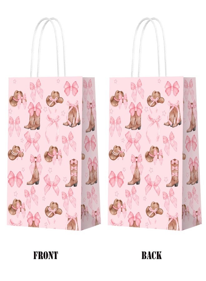 KERINGO 16 PCS Western Cowgirl Paper Bags Pink Bow Cowgirl Boot Hat Gift Bag with Handle Coquette Candy Goodie Treat Bag for Grocery Shopping Bags for Birthday Party Favors Supplies - Image 3