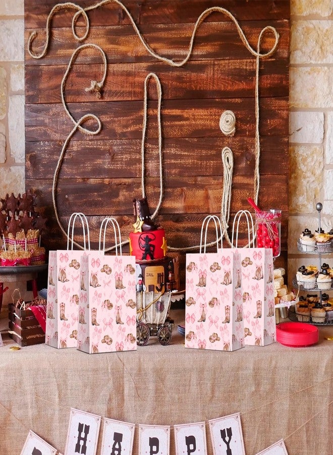 KERINGO 16 PCS Western Cowgirl Paper Bags Pink Bow Cowgirl Boot Hat Gift Bag with Handle Coquette Candy Goodie Treat Bag for Grocery Shopping Bags for Birthday Party Favors Supplies - Image 5