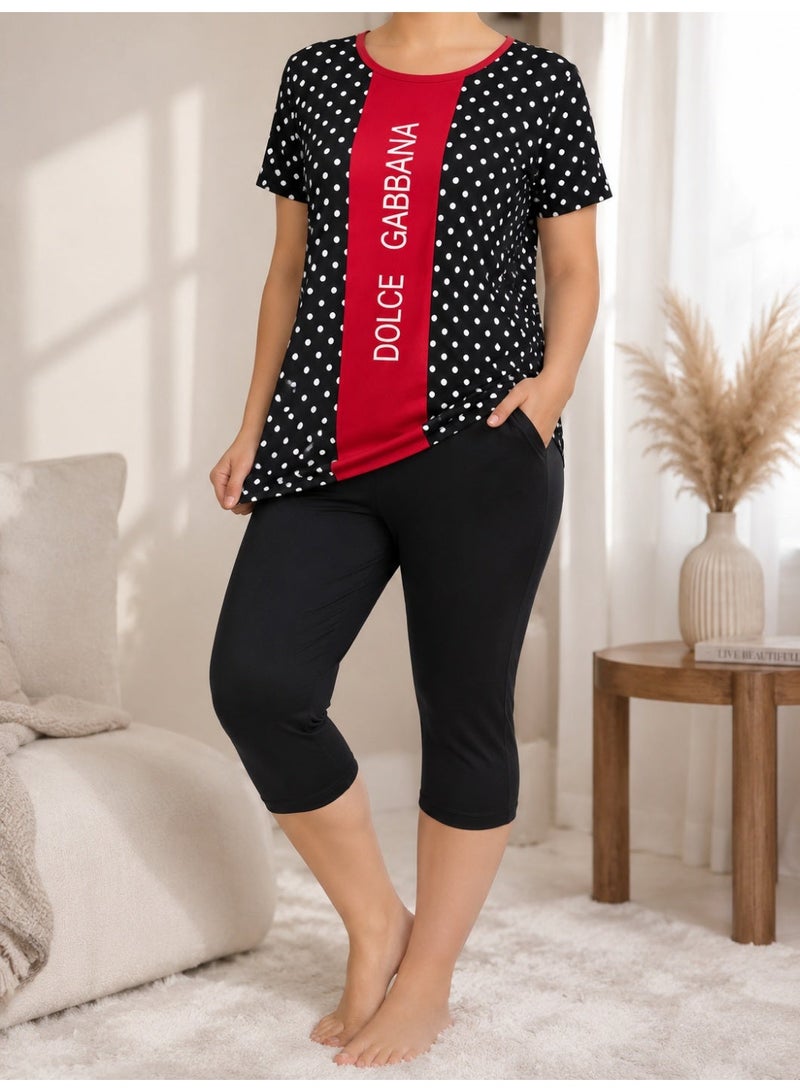 Teknur Women's Pajama Set – One Size Fits S-M-L, Made from Cotton & Lycra for Ultimate Comfort and a Stylish Look, Made in Turkey - Image 1