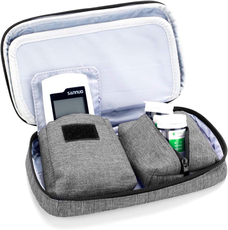 LUXJA Diabetic Supplies Travel Case Storage Bag for Glucose Meter and Other Diabetic Supplies Bag Only Gray - Image 3