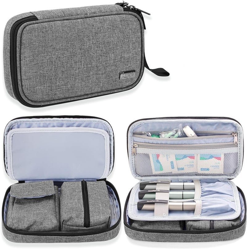 LUXJA Diabetic Supplies Travel Case Storage Bag for Glucose Meter and Other Diabetic Supplies Bag Only Gray - Image 1