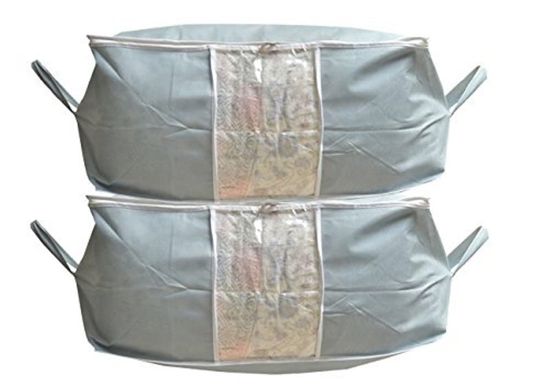 Kuber Industries 2 Piece Non Woven Under Bed Storage Organiser Set Grey VARUn02 - Image 1