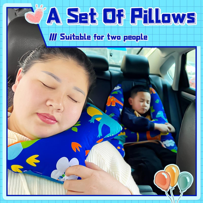 Ivtivfu H-Shape Car Seat Pillow for Kids (Blue Dinosaur), Kids Car Pillows for Sleeping, Child Car Sleeping Head Support, Travel Neck Rest Car Seat Pillow for Children Sleeping - Image 4