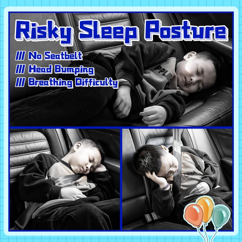 Ivtivfu H-Shape Car Seat Pillow for Kids (Blue Dinosaur), Kids Car Pillows for Sleeping, Child Car Sleeping Head Support, Travel Neck Rest Car Seat Pillow for Children Sleeping - Image 3