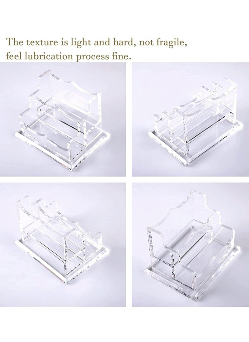 Excefore Acrylic Business Card Holder for Desk Business, Business Card Stand Business Card Display Holder, Clear Plastic Business Card Holder Display Office, Holds 100 Cards (2 Tier, 2 Slots)  - Image 5