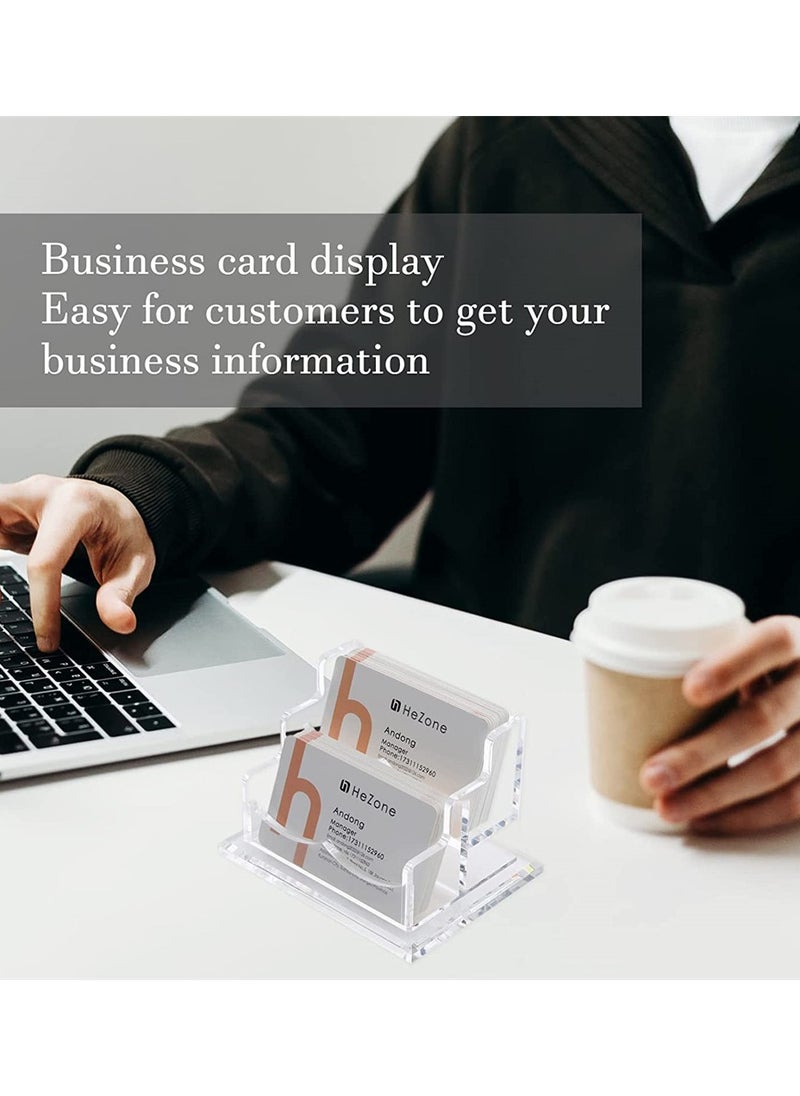 Excefore Acrylic Business Card Holder for Desk Business, Business Card Stand Business Card Display Holder, Clear Plastic Business Card Holder Display Office, Holds 100 Cards (2 Tier, 2 Slots)  - Image 4