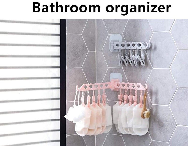 Fayby Plastic Clothes Drying Stand Hanger with Clip Self Adhesive Bathroom Wall Hanging Cloth Holder Baby ClothesTowel Hanging Stand for Innerwear Socks Clothes Peg Multicolor 1 - Image 5