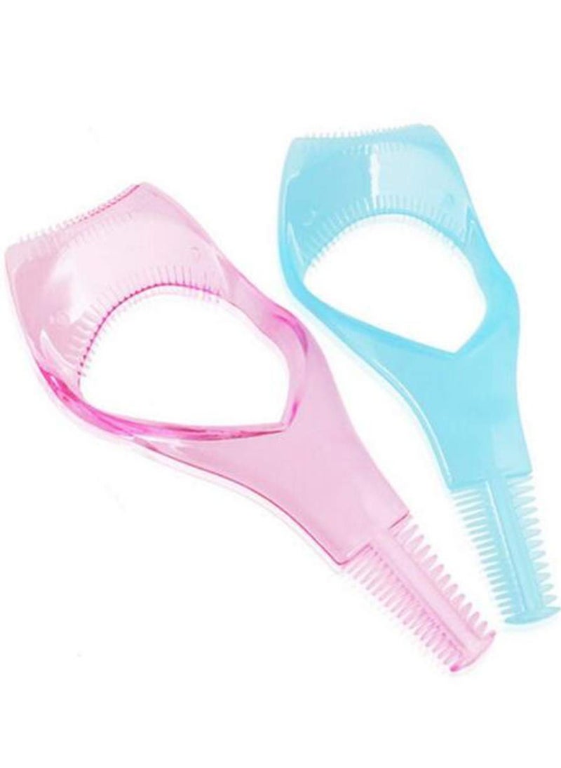 Goolsky 2PCS 3 in 1 Mascara Tool Plastic Makeup Eyelash Shield Applicator Guide with Eyelash Assist Comb Brush Guard Eyelashes Brush for Women Girls (Color Random)  - Image 1