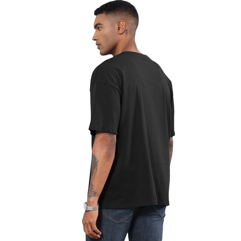 Opomelo Men's Fashion Oversized Tshirts Workout Short Sleeve T-Shirt Dry Fit Lightweight Crewneck Tee Tops Black - Image 3