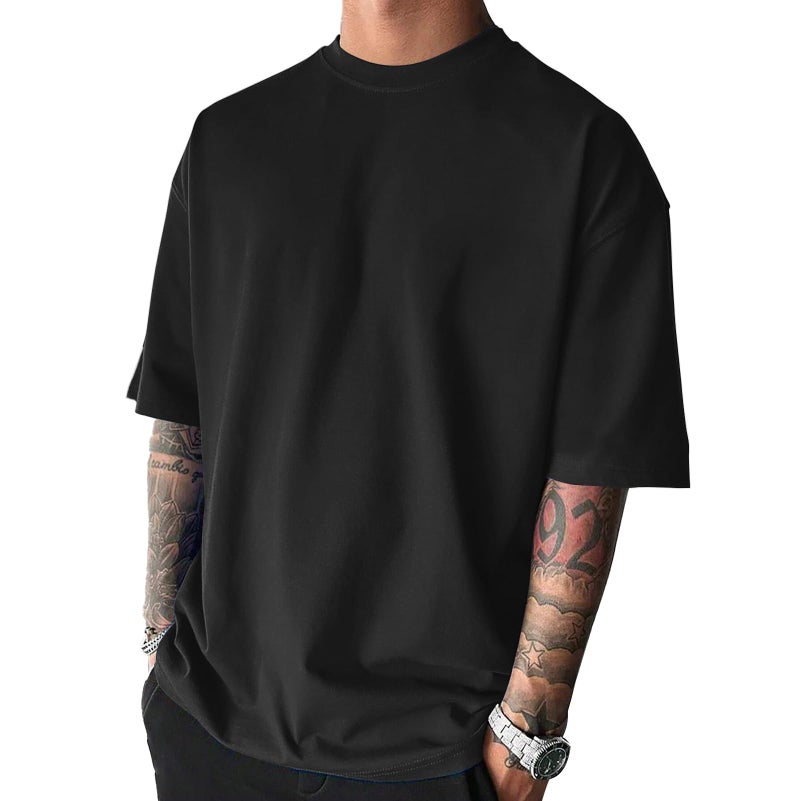 Opomelo Men's Fashion Oversized Tshirts Workout Short Sleeve T-Shirt Dry Fit Lightweight Crewneck Tee Tops Black - Image 1