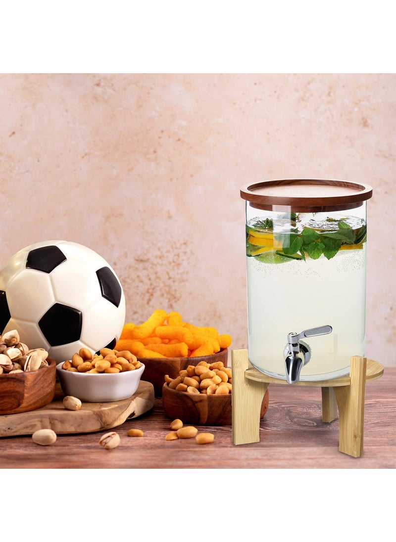 Nuenen Nuenen 3 Pieces Bamboo Wood Beverage Dispenser Stand Heavy Loaded Small or Large Dispensers Glass Jars Drink Fits 68 Inches Diameter Round Glass Jar Wood Color  - Image 4