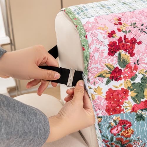 House of Quirk Quilted Polyester Sofa Cover Mat - Anti-Slip, Water-Resistant Couch Protector for Pets, Kids - Machine Washable Furniture Protector (Flora Jade, 60x185 cm, One Seater) - Image 4