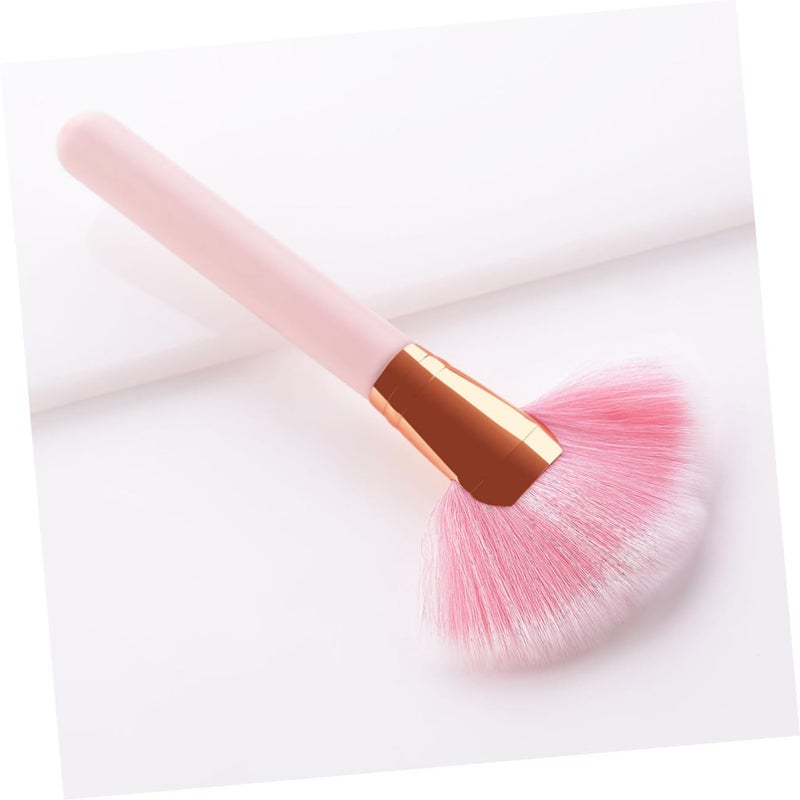 2pcs Wooden Handle Fan Makeup Brushes with Nylon Bristles Soft Powder Cosmetics Brushes for Women for Contouring and Highlighting - Image 2