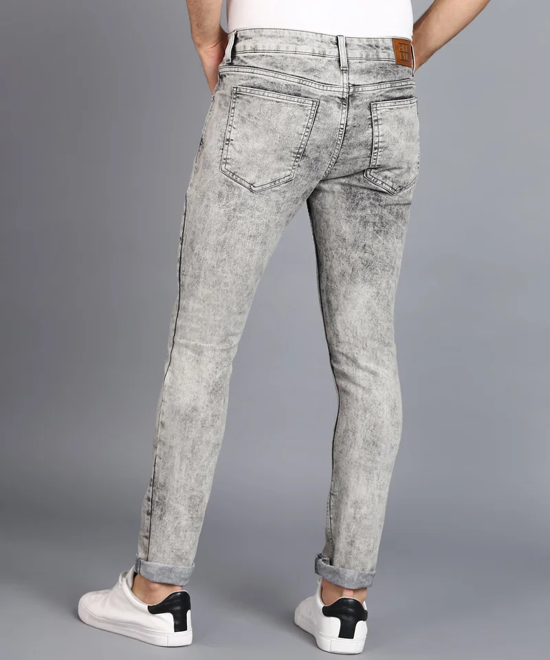 Urbano Fashion  Urbano Fashion Men's Ice Grey Regular Fit Washed Jeans Stretchable  | Best Price UAE