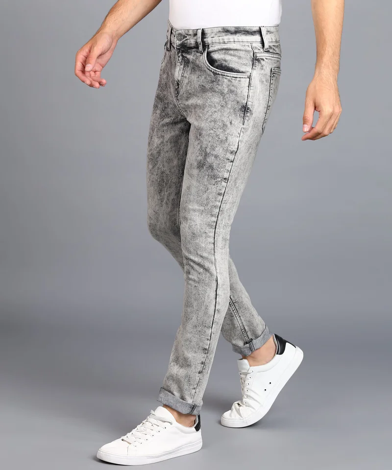 Urbano Fashion  Urbano Fashion Men's Ice Grey Regular Fit Washed Jeans Stretchable  | Best Price UAE