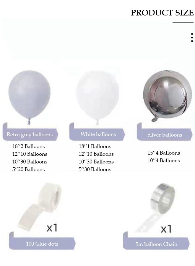 DUNISO 143 قطعة طقم قوس بالون جارلاند باللونين الأزرق والرمادي مجموعة من بالونات اللاتكس لحفلات الزفاف وأعياد الميلاد وحفلات افتتاح المدرسة وحفلات الزفاف - Image 2