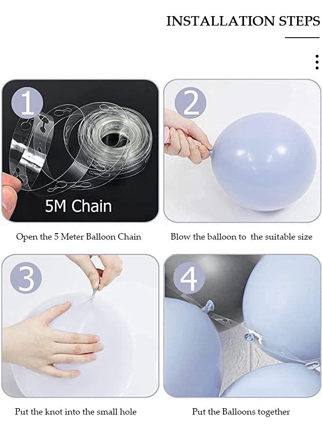 DUNISO 143 قطعة طقم قوس بالون جارلاند باللونين الأزرق والرمادي مجموعة من بالونات اللاتكس لحفلات الزفاف وأعياد الميلاد وحفلات افتتاح المدرسة وحفلات الزفاف - Image 3
