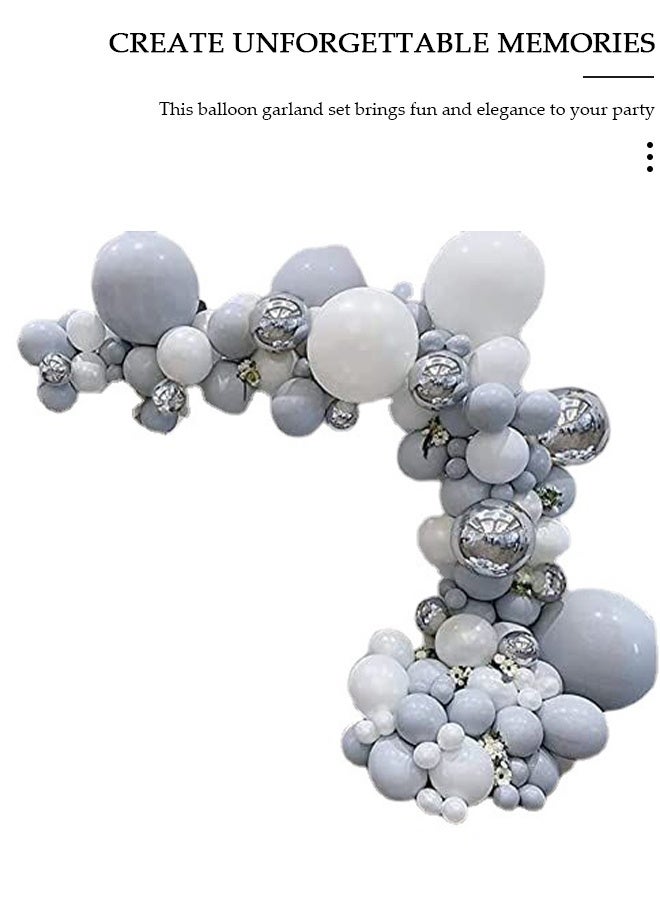 DUNISO 143 قطعة طقم قوس بالون جارلاند باللونين الأزرق والرمادي مجموعة من بالونات اللاتكس لحفلات الزفاف وأعياد الميلاد وحفلات افتتاح المدرسة وحفلات الزفاف - Image 5